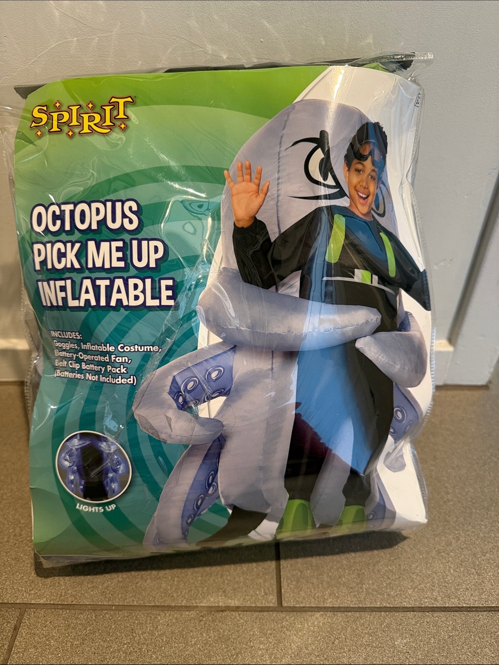 Spirit Inflatable Octopus Costume - Gray, Black, Blue, Green - kids XL - Picture 3 of 4
